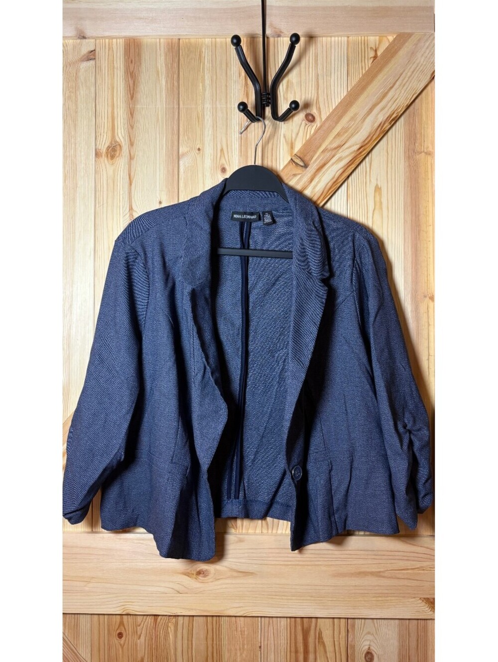Nina Leonard Navy Blue Blazer Jacket Size XL